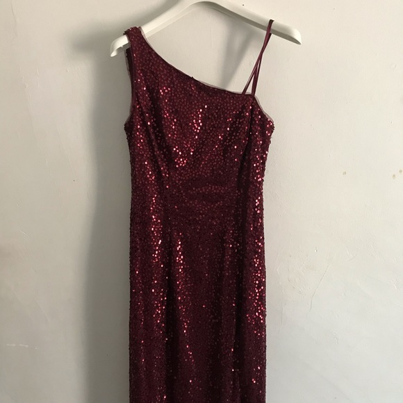 Adrianna Papell Sequin Mermaid Dress in Deep Wine - Picture 3 of 7